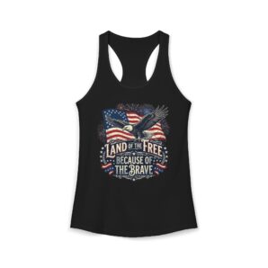 USA Independence Day Patriotic Tank Top – Land of the Free Because of the Brave | 4th of July Graphic Tank