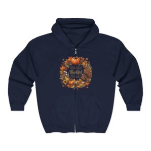 Grateful • Thankful • Blessed Rustic Thanksgiving Harvest Unisex Hoodie | Vintage Autumn Pumpkin & Turkey Graphic