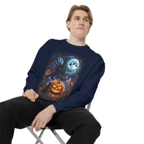 Haunted Harvest Halloween Swearshirt | Gothic Pumpkin, Haunted House & Full Moon Fantasy Unisex Pullover