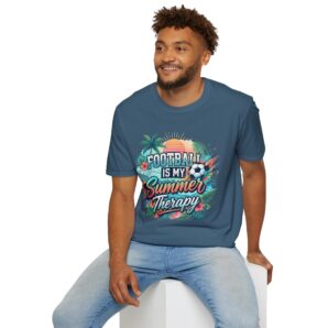 Football Is My Summer Therapy – Tropical Soccer Graphic Men's T-Shirt | Premium Summer Sports Tank | Beach & Football Lover Gift