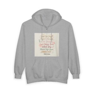 Just One Small Positive Thought Hoodie – Inspirational Brush Script Quote Unisex Pullover | Pastel Gold Beige Motivational Sweatshirt | Dalai Lama Inspired Gift