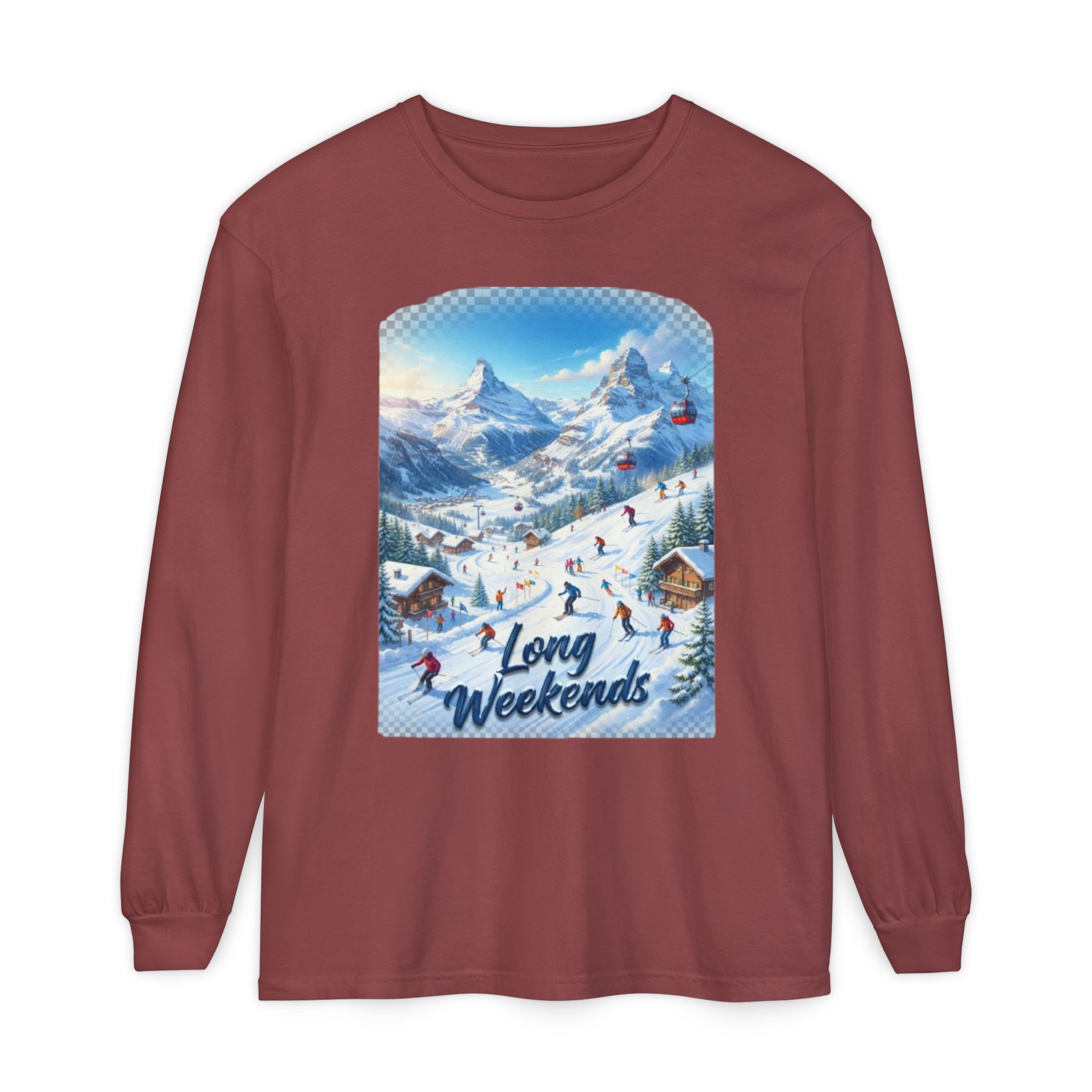Long Weerkends Swiss Alps Ski Adventure Unisex long Sleeves T-Shirt - Image 11