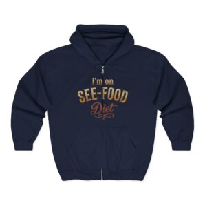I'm on SEE-FOOD Diet – Vintage Distressed Typography Unisex Hoodie | Funny Foodie Graphic Hoodie