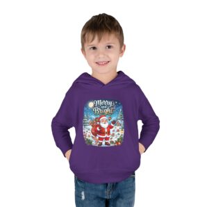 Merry and Bright Kids Christmas Hoodie | Cute Santa Holiday Graphic Hoodie | Festive Winter Hoodie for Boys & Girls